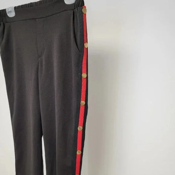 Button Side  Striped Pants - Picture 2 of 4